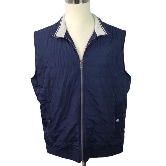Untuckit Rebulo Blue Quilted & Soft Shell Zip Up Vest Size XXL